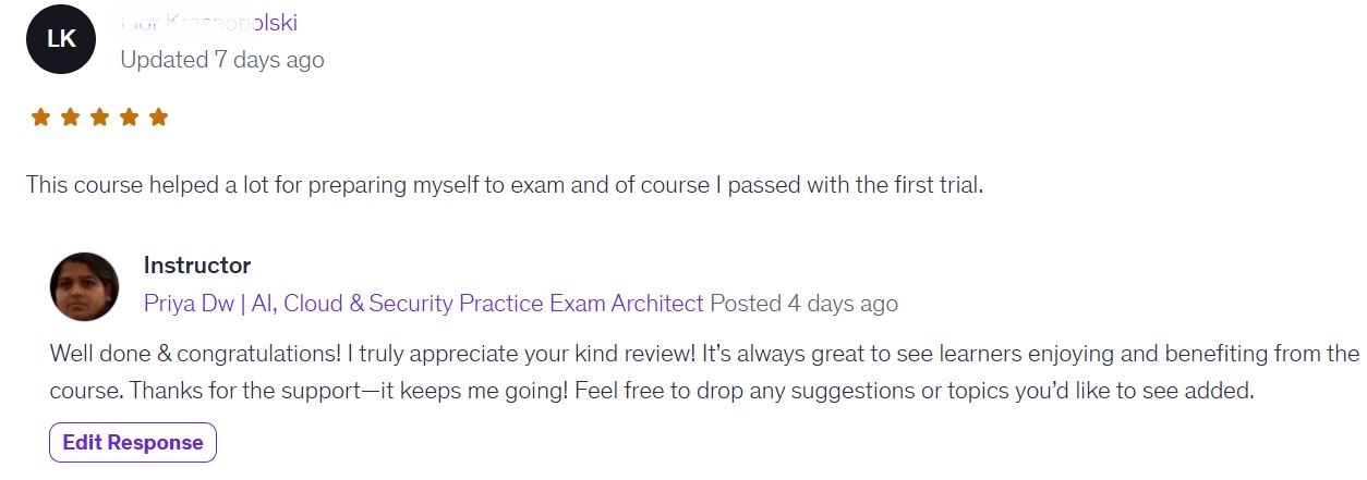 CertShield learner review recommending the Udemy practice tests